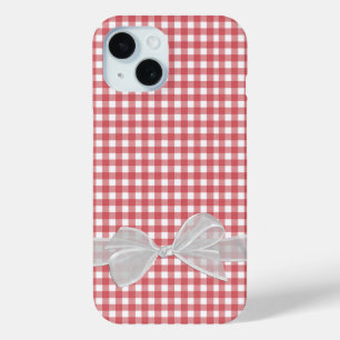 Coque Case-Mate iPhone Bow blanc sur En vichy rouge et blanc
