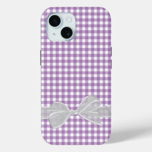 Coque Case-Mate iPhone Bow blanc sur En vichy violet