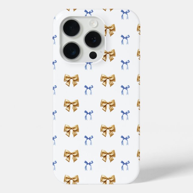 Coques Case-Mate iPhone Bow Coquette Bleu et Or (Verso)