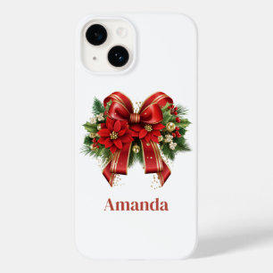 Coque Case-Mate iPhone Bow de Noël Festif Rouge et Or