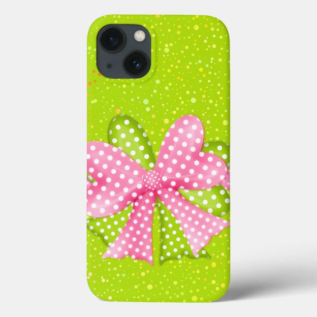 Coques Case-Mate iPhone Bow et ruban rose et vert (Verso)