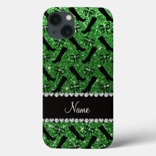 Coques Pour iPhone Bows de bottes de parties scintillant verte de nom