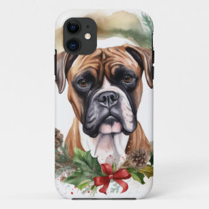 Case-Mate iPhone Case Boxer Christmas Wreath Festive Pup
