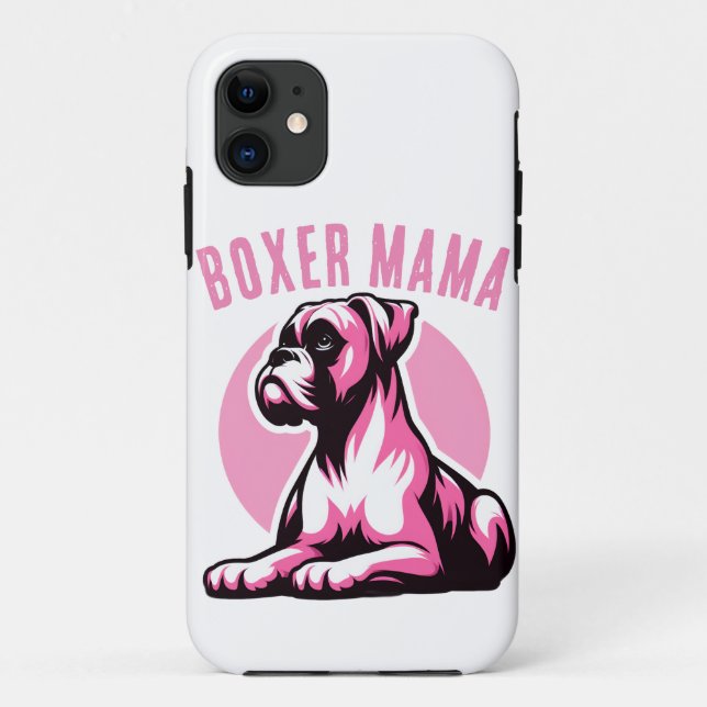 Coques Case-Mate iPhone Boxer Mama : Silhouette de chien Boxer rose mignon (Dos)