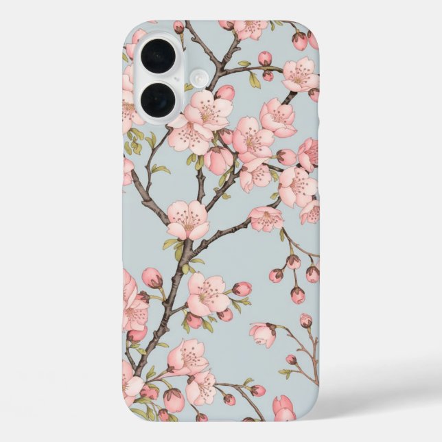 Coques Case-Mate iPhone Branches de fleurs de cerisier sur bleu - Élégant  (Verso)