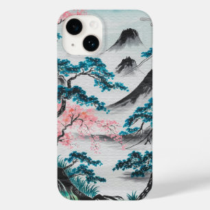 Coque Case-Mate iPhone Branches en fleurs et pics brumeux