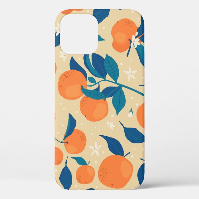Coques Case-Mate iPhone Branches Oranges : Motif Arrière - plan beige (Verso)