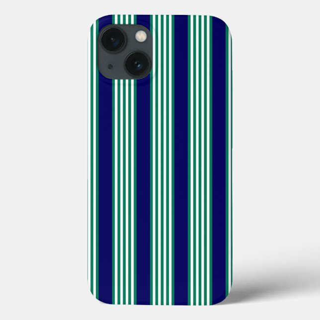 Coques Case-Mate iPhone Brayures blanches et vertes motif avec bleu marine (Verso)