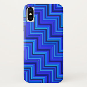 Coque iPhone X Brayures bleues escaliers motif