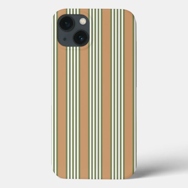 Coques Case-Mate iPhone Brayures vert olive et blanc motif avec bronze (Verso)