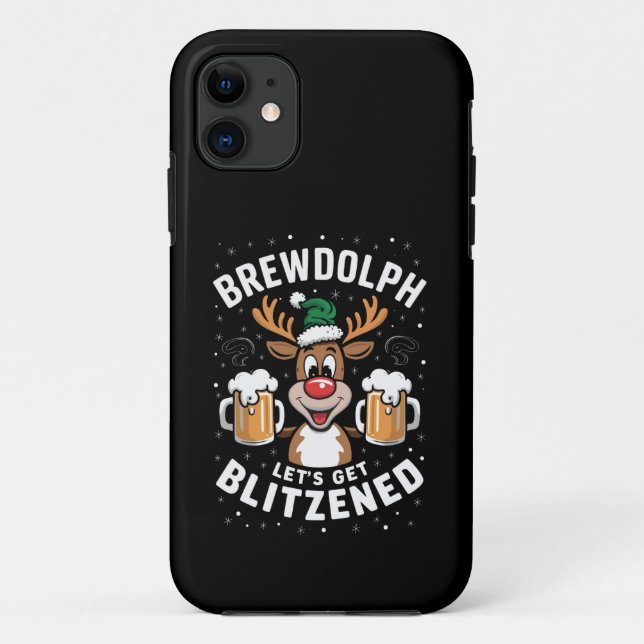 Coques Case-Mate iPhone Brewdolph Buvons Blitzened Christmas Reindeer B (Dos)