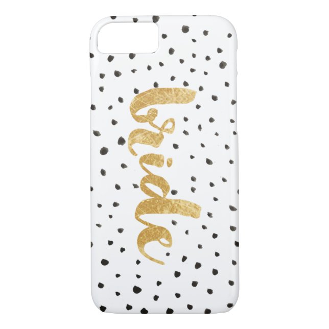 Coques Case-Mate iPhone Bride moderne Gold et Black Dots (Dos)