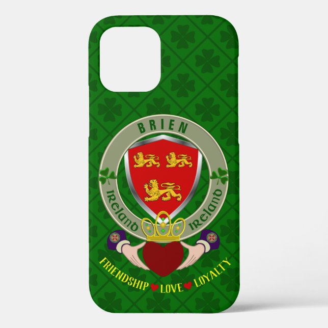Coques Case-Mate iPhone Brien/Bryan Irish Shield & Claddagh Personnalisé (Verso)