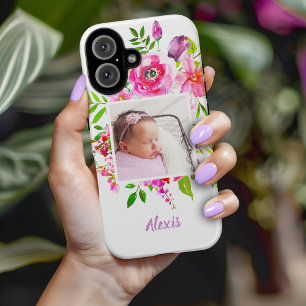 Coque Pour iPhone 16 Bright Blooms Custom Photo Monogramme
