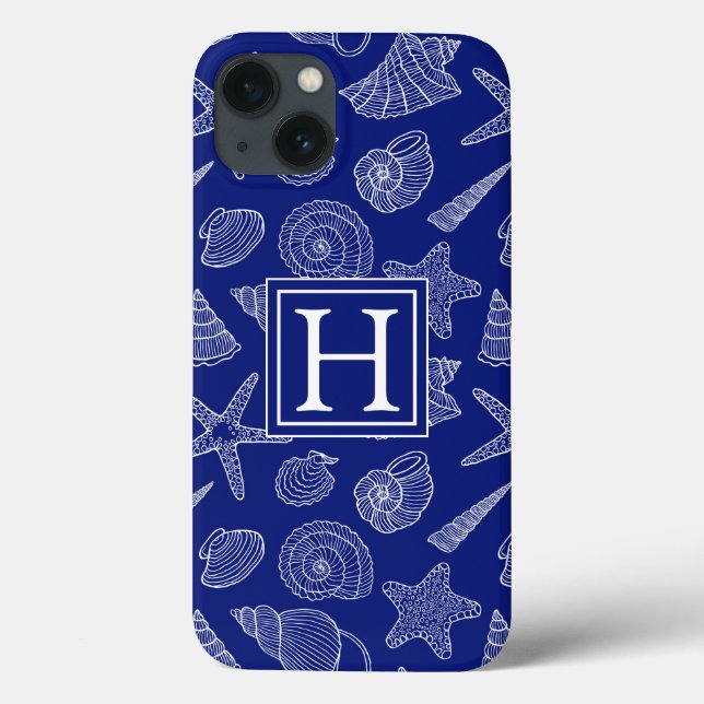 Coques Case-Mate iPhone Bright Blue Shell Pattern | Add Your Initial (Verso)