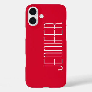 Coques iPhone 16 Plus Bright Cherry Red, Personnalisé Jumbo Nom personna