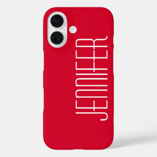 Coque Pour iPhone 16 Bright Cherry Red, Personnalisé Jumbo Nom personna