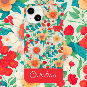 Coque Case-Mate iPhone Bright coloré motif floral vintage boho rouge