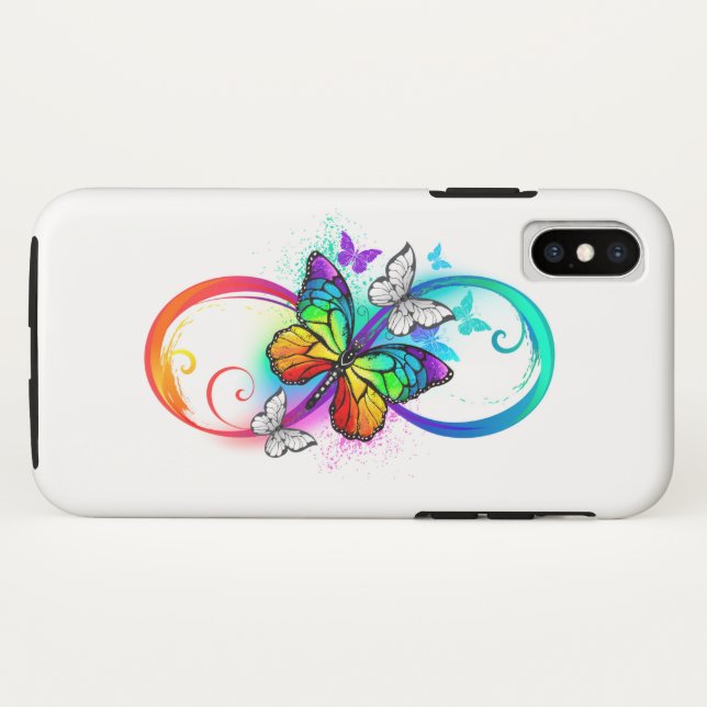Coques Case-Mate iPhone Bright infinity with rainbow butterfly (Dos (Horizontal))