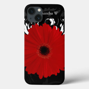 Etui iPhone Case-Mate Bright Red Gerbera Daisy on Black