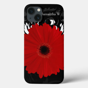 Coque Case-Mate iPhone Bright Red Gerbera Daisy on Black