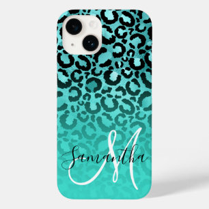 Coque Case-Mate iPhone Bright Turquoise Léopard Ombré Monogramme