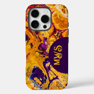 Coque iPhone 16 Pro Brillant Jaune Orange Fractal Design