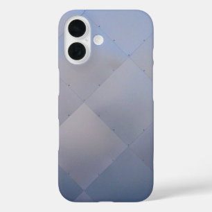 Coques iPhone 16 Brillant moderne À damiers métal bleu