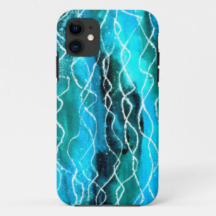 Coque Case-Mate Pour iPhone Brillant Turquoise, Noir, Vagues Blanches