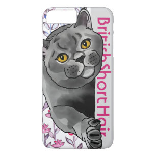 Coque iPhone 8 Plus/7 Plus British Shorthair Cat + Nom de l'animal