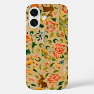 Coque Pour iPhone 16 Broderie animale vintage en crewel : Tapisserie an