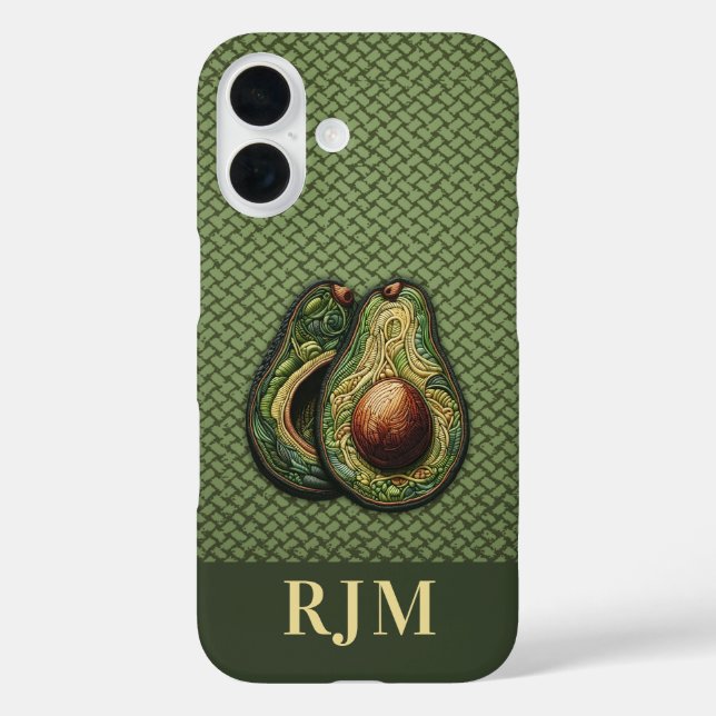 Coques Case-Mate iPhone Broderie Avocado Lover Faux (Verso)