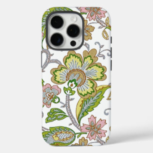 Coque iPhone 16 Pro Broderie florale stylisée Paisley Garden