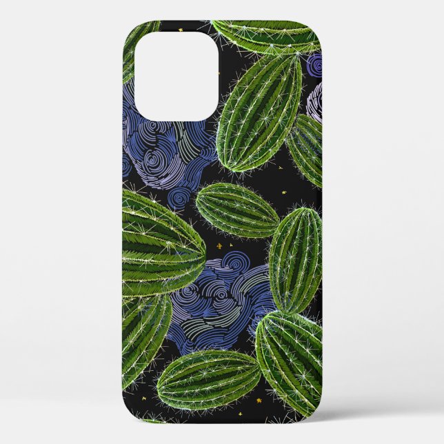 Coques Case-Mate iPhone Broderie mexicaine : Cactus Night Seamless. (Verso)