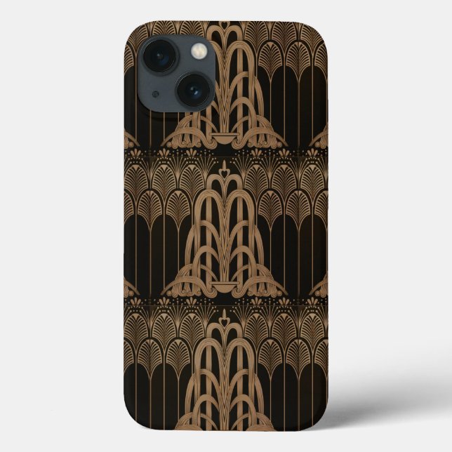Coques Case-Mate iPhone Bronze, noir, Art déco, Art nouveau, floral, motif (Verso)
