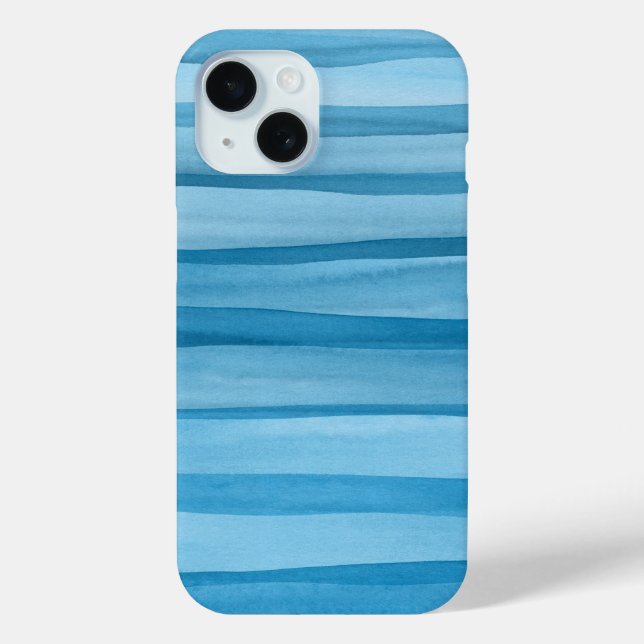 Coques Case-Mate iPhone Brosses Abstrait Motif d'aquarelle bleue (Verso)
