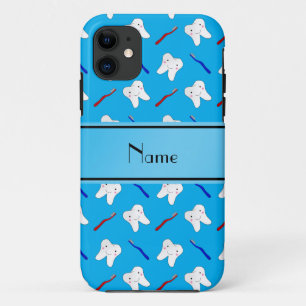 Case-Mate iPhone Case Brosses bleues de nom personnalisé et motif de den