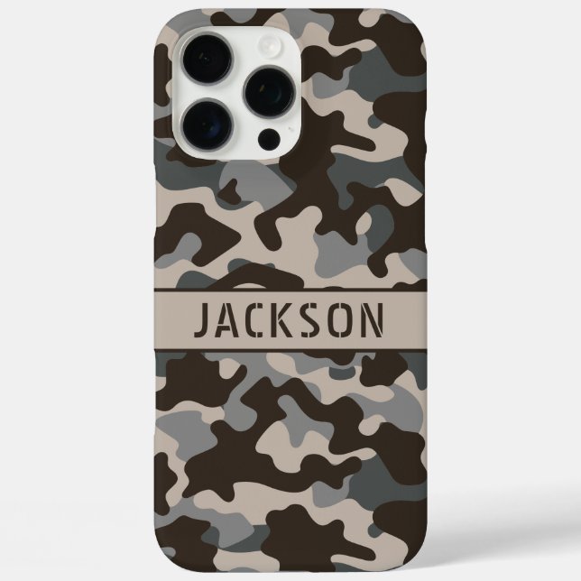 Coques Case-Mate iPhone Brown and Gray Camouflage Personalized (Verso)