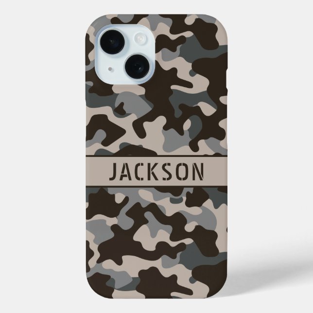 Coques Case-Mate iPhone Brown and Gray Camouflage Personalized (Verso)