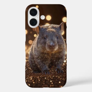 Coque Pour iPhone 16 Brown Baby Wombat Sur Brown Bokeh Bliss,
