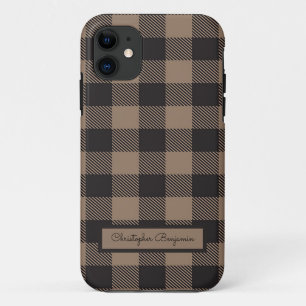 Case-Mate iPhone Case Brown Black En vichy Buffalo Plaid Farming