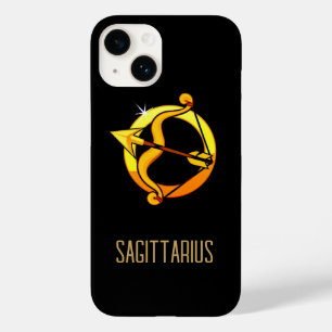 Coque Case-Mate iPhone Brown et or Sagittarius signe zodiaque noir