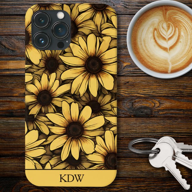 Coques Case-Mate iPhone Brown Eyed Susan Monogramme (Créateur téléchargé)