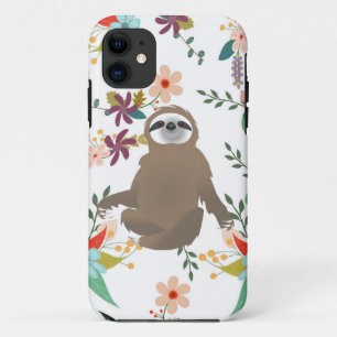 Case-Mate iPhone Case Brown Sloth assise dans Arrière - plan de fleurs f