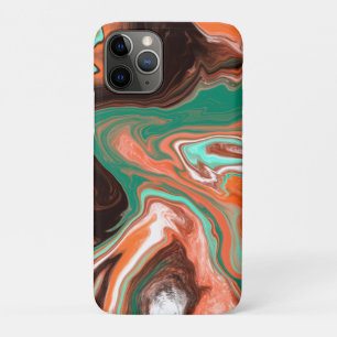 Case-Mate iPhone Case Brown, Turquoise, Art numérique en marbre orange