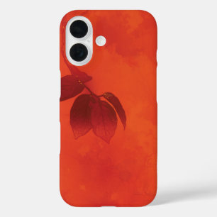 Coque Pour iPhone 16 Brûlé Orange Persimmon Feuilles Abtract Automne