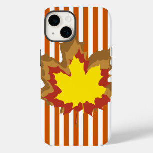 Coque Case-Mate iPhone Brûler les rayures automnales avec Feuilles