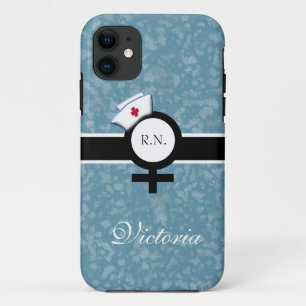 Coque Case-Mate iPhone Brume bleue+Signe femelle+Casquette/nom