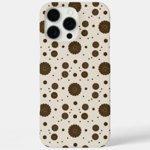 Coque iPhone 16 Pro Max Brun foncé micro floral beige