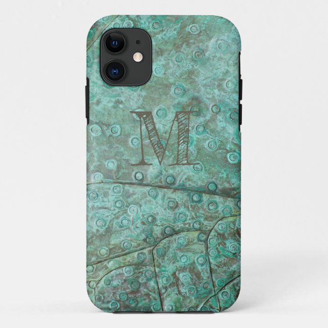 Coques Case-Mate iPhone Bubbly Verdigris Bronze Custom Monogram (Dos)